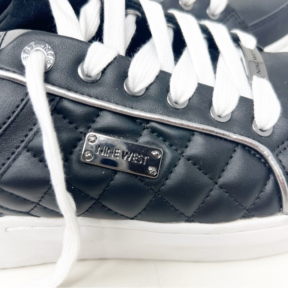 NINE WEST BLACK QUILTED FAUX LEATHER PLATFORM SNEAKERS WOMENS SZ 9 - Picture 6 of 10